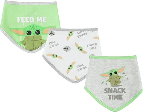 Star Wars Baby Yoda Baby - Juego De 3 Baberos  Bandana Para.