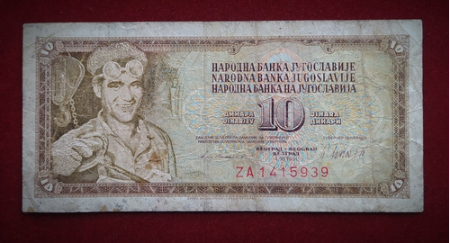 Billete 10 Dinara Yugoslavia 1981 Reposición Za Pick 87 Br