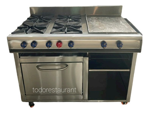 Cocina Industrial  4 Hornillas Mas Plancha Mas Horno Acero