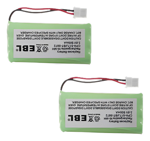 2 X Ebl 3.6v 500mah Ni-mh Para V-tech Bt5632 Bt5872 Cph-517j