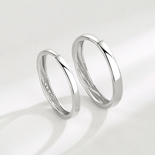 2 Anillos De Compromiso De Pareja De 925 Plata Ajustable.
