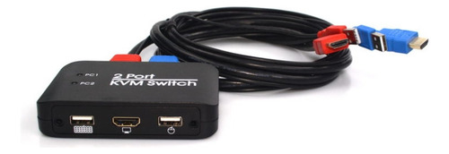 Conmutador Kvm Usb Hdmi De 2 Puertos Con Cable For Monitor,