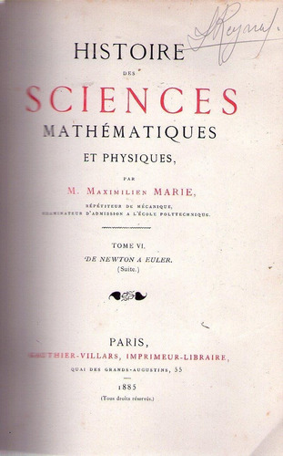 Histoire Des Sciences Mathematiques Et Physiques * 12 Tomos 