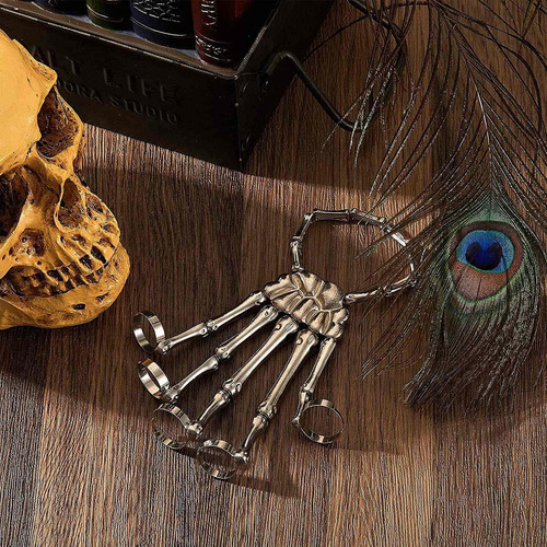 2pcs Pulsera De Mano De Esqueleto De Calavera De Halloween