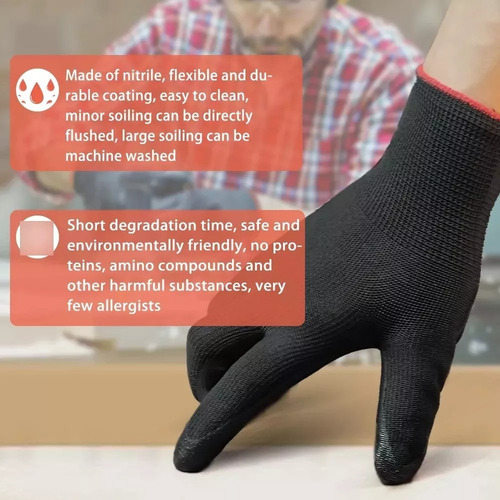 Guante Nylon Negro Recubiertos Palma Nitrilo Seguridad
