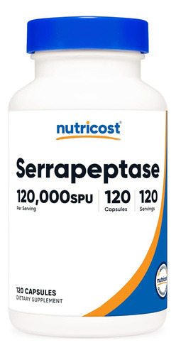 Nutricost Serrapeptase 120,000 Spu 20 Mg 120 Cáps Sabor Sin Sabor