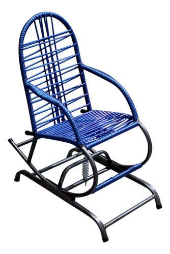 Cadeira Balanço Com Mola Enrrolada Com Espaguete De Pvc Cor Azul