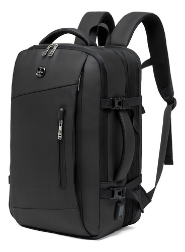 Mochila Faculdade Resistente Bolsa Viagem Espaçosa Cor Preto Desenho Do Tecido Liso