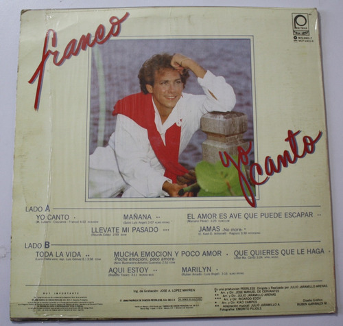 Disco Vinilo Acetato Franco Yo Canto (Usado)