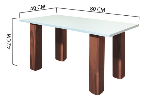 Mesa Ratona Auxiliar Arrime Moderna 80 Madera Maciza Sajo Color Blanco/Cedro