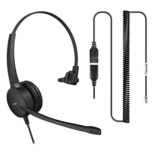 Auriculares Axtel Prime Hd Mono Nc Con Cable Rj-9 - Negro