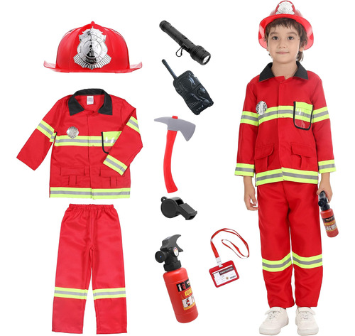 Disfraz De Bombero Udekit Para Niños Jefe De Bomberos Cospla