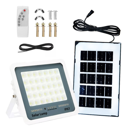 Reflector Lámpara Solar Led 500w Recargable Para Jardin Blanco