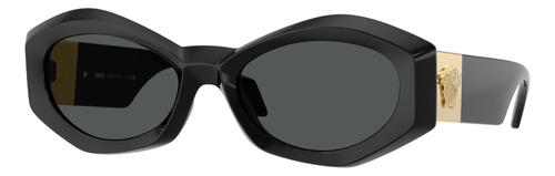 Gafas De Sol Versace De Sol Ve4466 M, Color Negro Con Marco De Inyectado Color Negro, Lente Negra Estandar - Ve4466