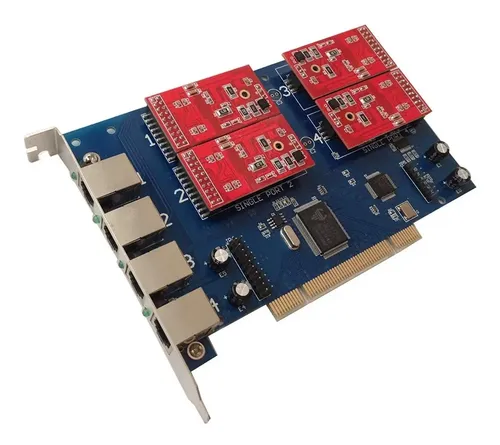 Tarjeta TDM410P Asterisk Con 4 Puertos FXO | Para PBX VoIP Y Centralitas Con Issabel, FreePBX, Dahdi | Compatible Con Digium
