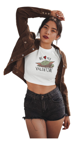 Playera Crop Top De Baby Yoda 14 De Febrero San Valentín