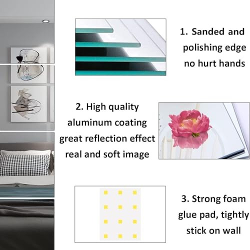 Espejo De Pared De 16 X 12 Pulgadas Con Adhesivo De Azulejos