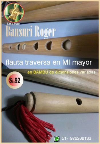 Bansuri Roger Bambu - Flauta Traversa En  Mi Mayor