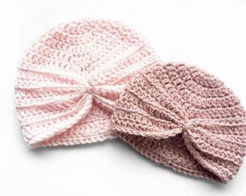 Gorros Turbante Para Niña Crochet De 0 Meses A 6 Meses