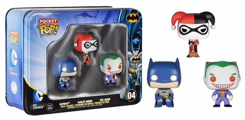 Funko Pop Pocket 3 Mini Figuras Caja Metalica Dc Comics