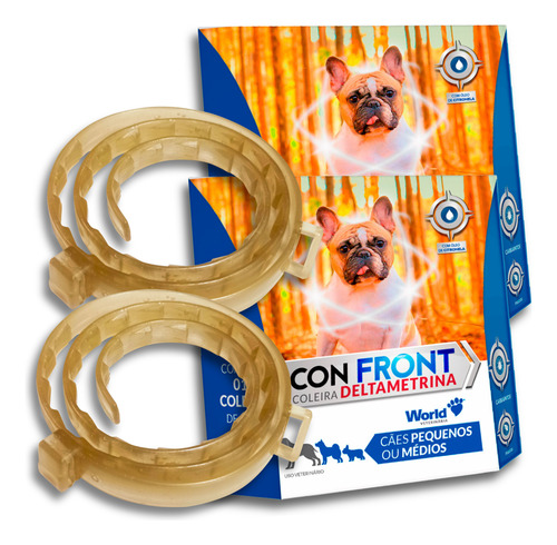 Kit 2 Coleira Confront Antipulga Carrapato 48cm Pequeno Medi