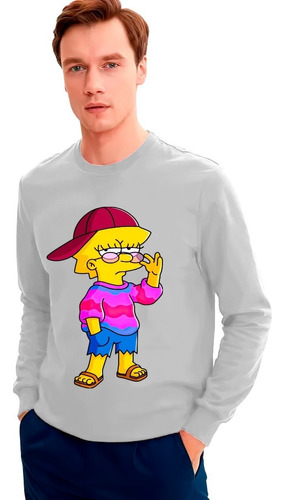 Polera Manga Larga Lisa Simpson Oversize Unisex 100% Algodón