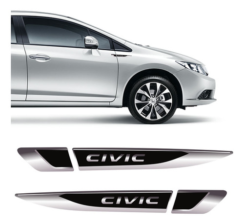 Par De Aplique Lateral New Civic G9 G10 Emblema Resinado