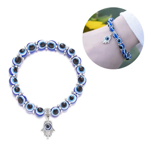 Pulsera Ojo Turco Mal Para Hombre Mujer Con Dije Mano Fatima