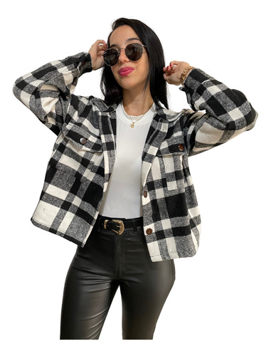 Camisaco Mujer Camisa Leñadora Crop Oversize Premium
