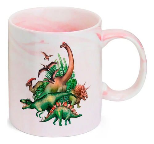 Caneca Marmorizada Rosa Dinossauro-diverso-bravo-junto