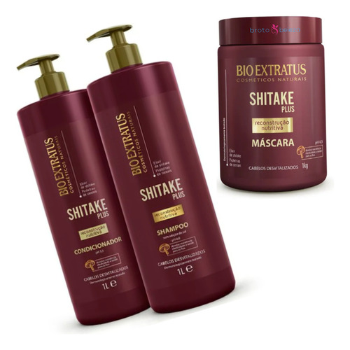 Shitake Plus Recosntrução Nutritiva Kit Bio Extratus 3x1