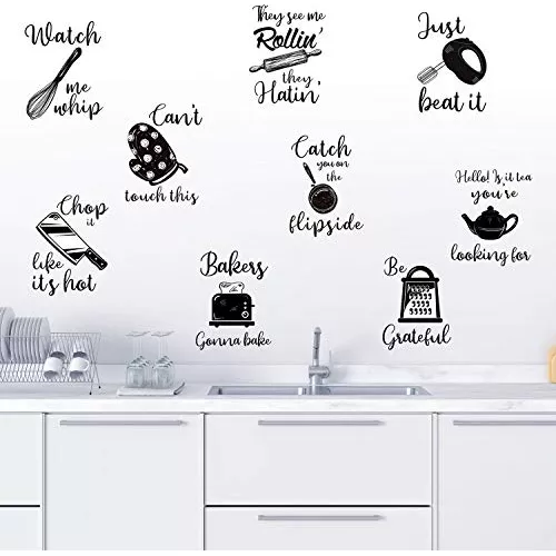  Vinilo adhesivo para pared de cocina, diseño de utensilios de  cocina, gráficos : Herramientas y Mejoras del Hogar
