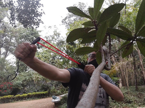 Imagem 3 de 6 de Kit 2 Estilingue Profissional De Madeira + 50 Bolinhas Gude