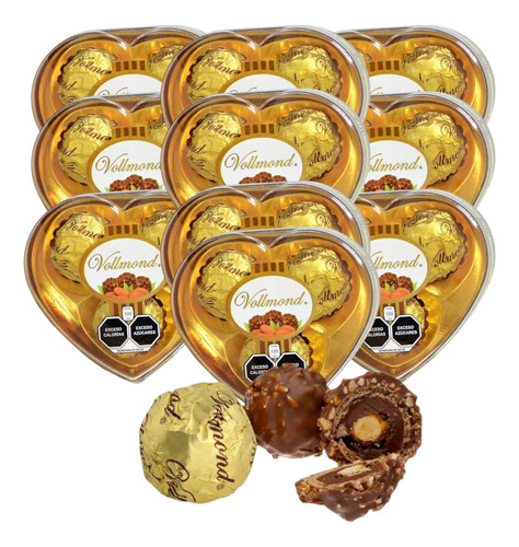 Vollmond Chocolate 3 Corazón De 3pz C/u Oblea Maní Cacao