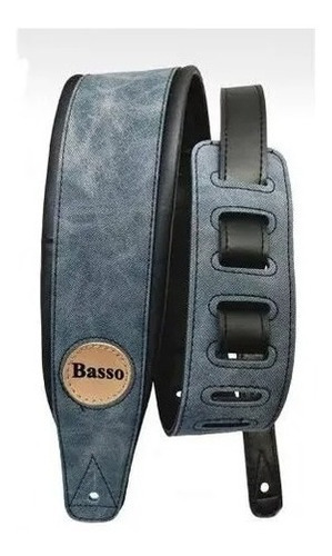 Correa Guitarra Marca Basso Modelo Vintage Negro Liso 6,5 Cm