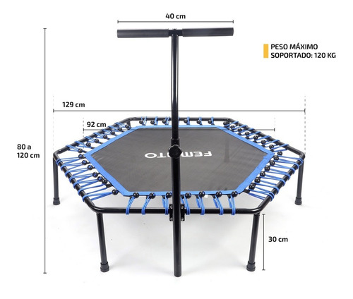 Imagen 3 de 10 de Mini Trampolin Gimnasia Fitness Jumping Minitramp Gym 1 M