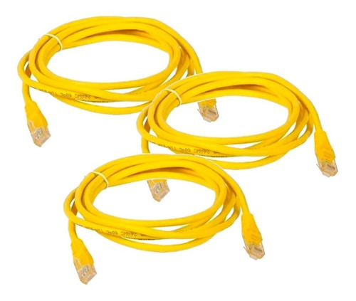 Paquete 3 Cables Red P/internet Ethernet Rj45 1.5 M Amarillo