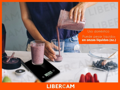 Imagen 4 de 7 de Balanza Alimentos Cocina Digital 1gr A 5kg Vidrio Blanco/neg Capacidad máxima 5 kg Color Negro