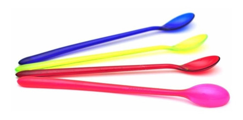 Imagen 5 de 7 de Cuchara Larga Para Trago Y Submarino. Traslucida/pastel 20 U