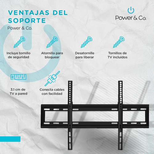 Imagen 6 de 7 de Soporte De Tv De Inclinación Power & Co, Soporte Fijo