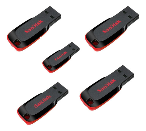 Paquete 5 Pzas Usb 16gb Sandisk Flash 2.0 Sdcz50-016g-b35 Color Negro