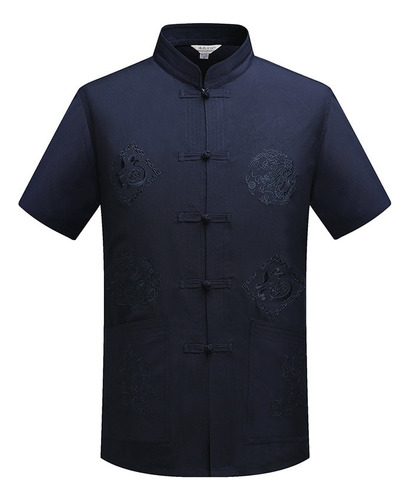 Camisa De Kung-fu De Algodón Para Hombre Bordada Con Uniform