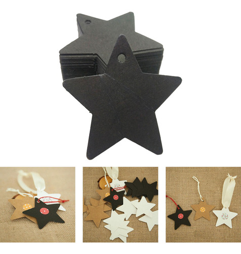 2 X 100 Etiquetas De Regalo En Forma De Estrella, Negro