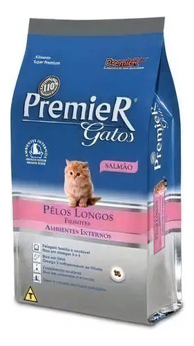 Alimento Premier Super Premium Gatos Filhotes Pelos Longos desde cedo sabor salmão em saco de 7.5kg