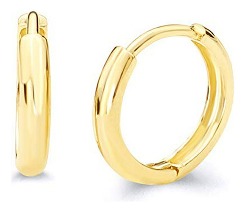 Aretes De Oro Amarillo Or Blanco 14k De 2 Mm De Espesor Hugg