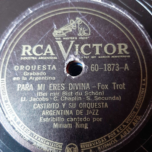 Pasta Castrito Su Orq Argentina Jazz Rca Victor C188