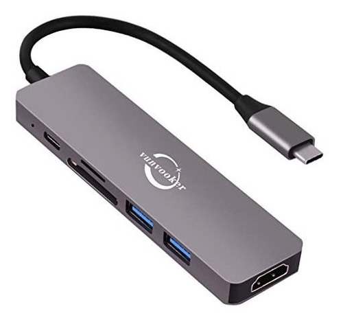 Hubs Usb Concentrador Usb C, Vunvooker 6 En 1 Adaptador Mult