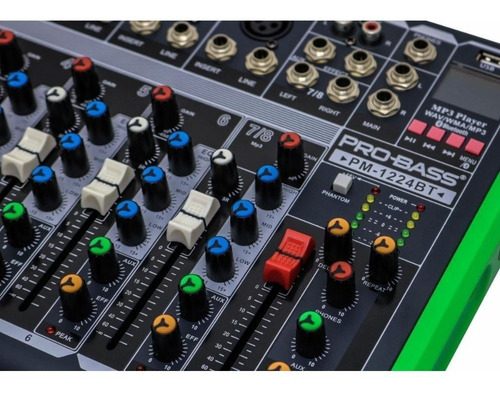 Imagen 2 de 4 de Consola Pro Bass Pm-1224 Bt Usb Mixer 8 Canales Bluetooth