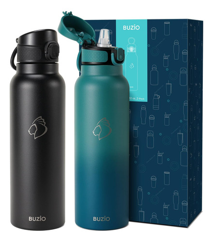 Botella De Agua Aislada De 32 Oz Con Tapa De Pajita, 2 Botel