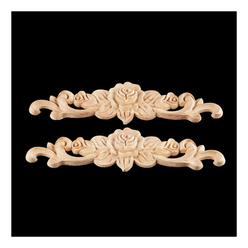 Apliques Largos Tallados En Madera, 4 Unidades, 20 X 5 Cm, R